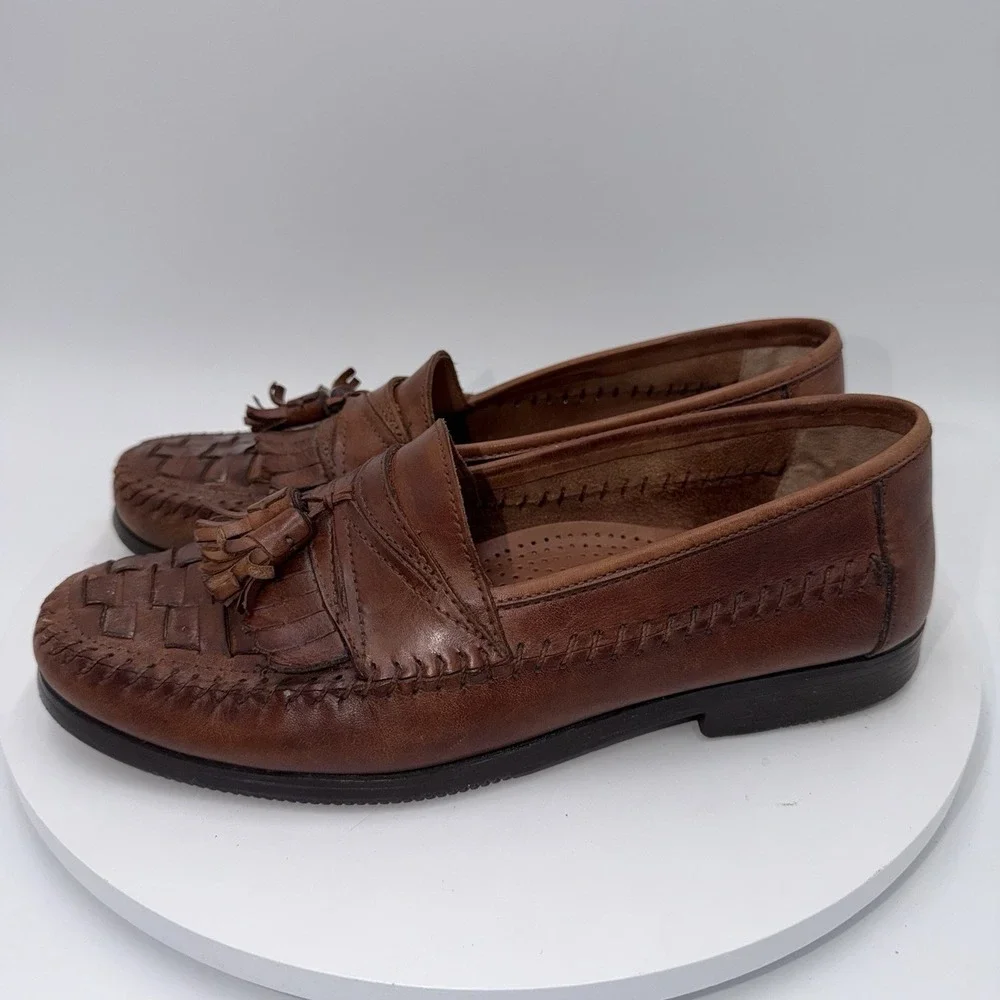 Giorgio Brutini Mens Shoes Size 8 M Loafers Woven Leather Kiltie Tassel